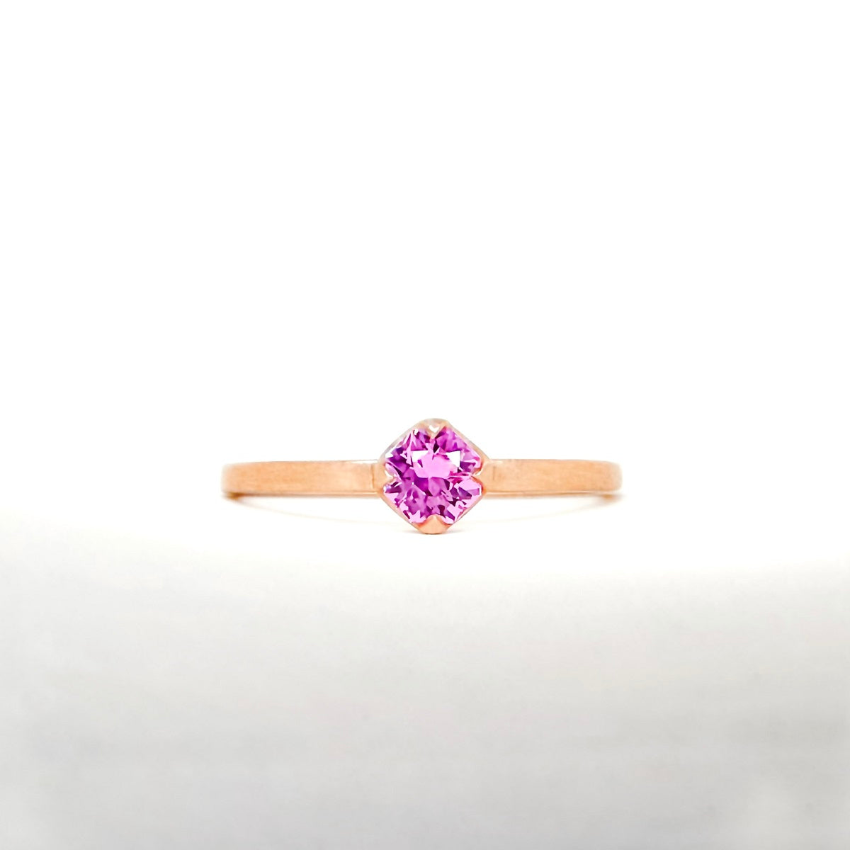 Octagon Pink Sapphire Pinky Ring